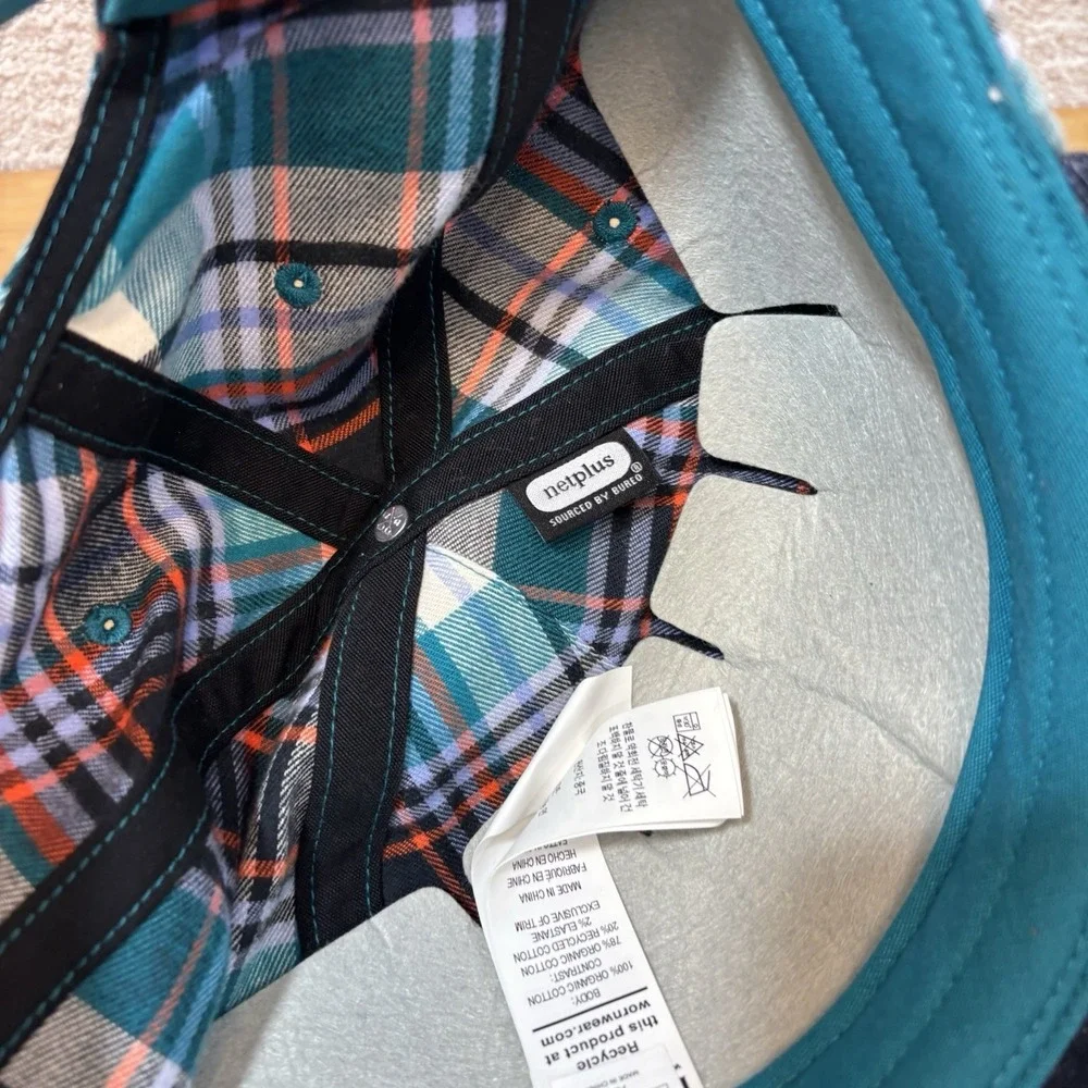 Patagonia Range Cap Hat Blue Plaid One Size Flannel Snapback Baseball Ventura